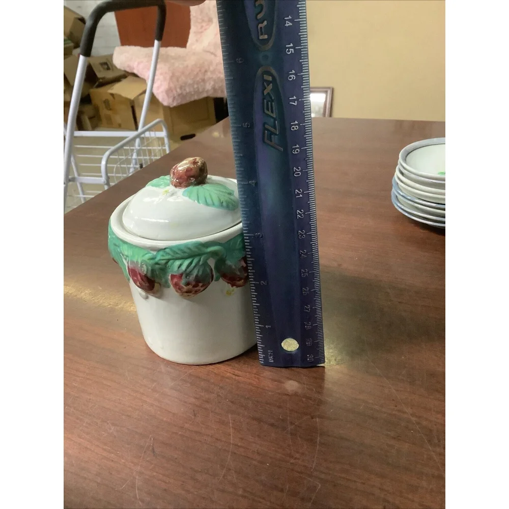Vintage Jelly Jar Strawberry Hand Painted
